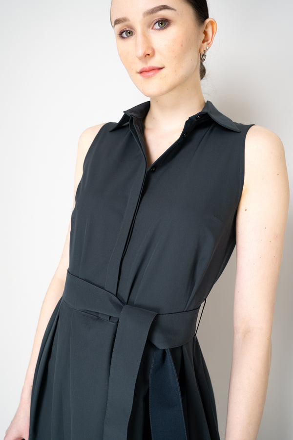 Herno Structured Nylon Shirt Dress with Tie Belt in Navy Vancouver. Shop Online or in Store.