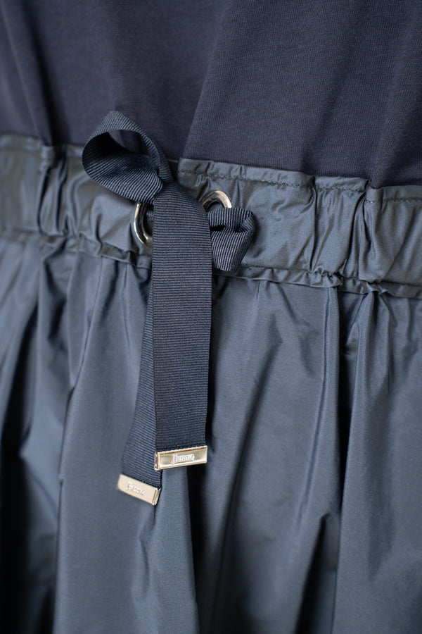 Herno T-Shirt Dress with Long Taffeta Skirt in Navy Vancouver. Shop Online or in Store.