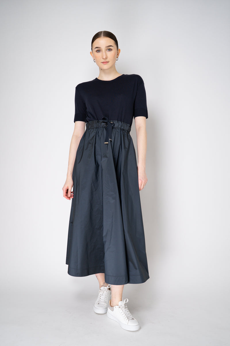 Herno T-Shirt Dress with Long Taffeta Skirt in Navy Vancouver. Shop Online or in Store.