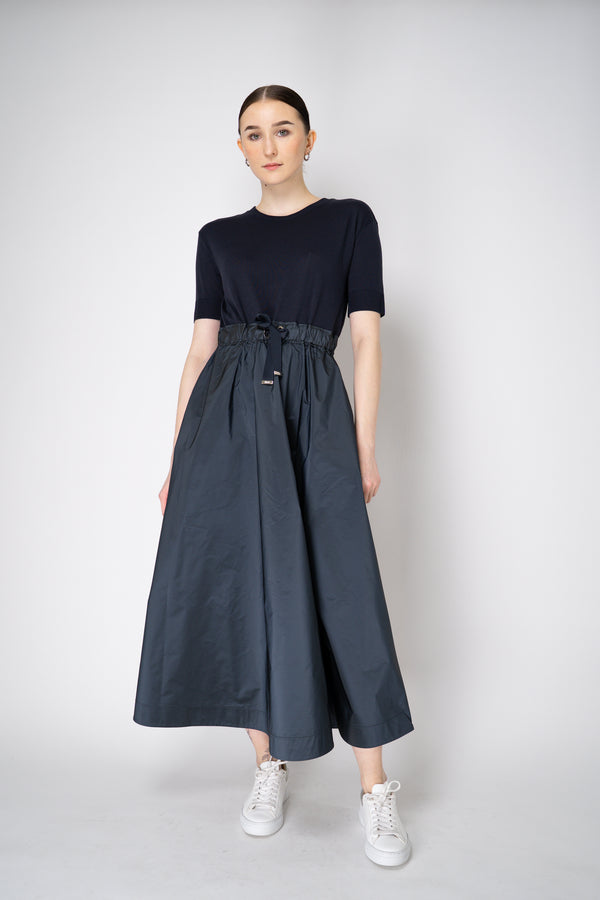 Herno T-Shirt Dress with Long Taffeta Skirt in Navy Vancouver. Shop Online or in Store.