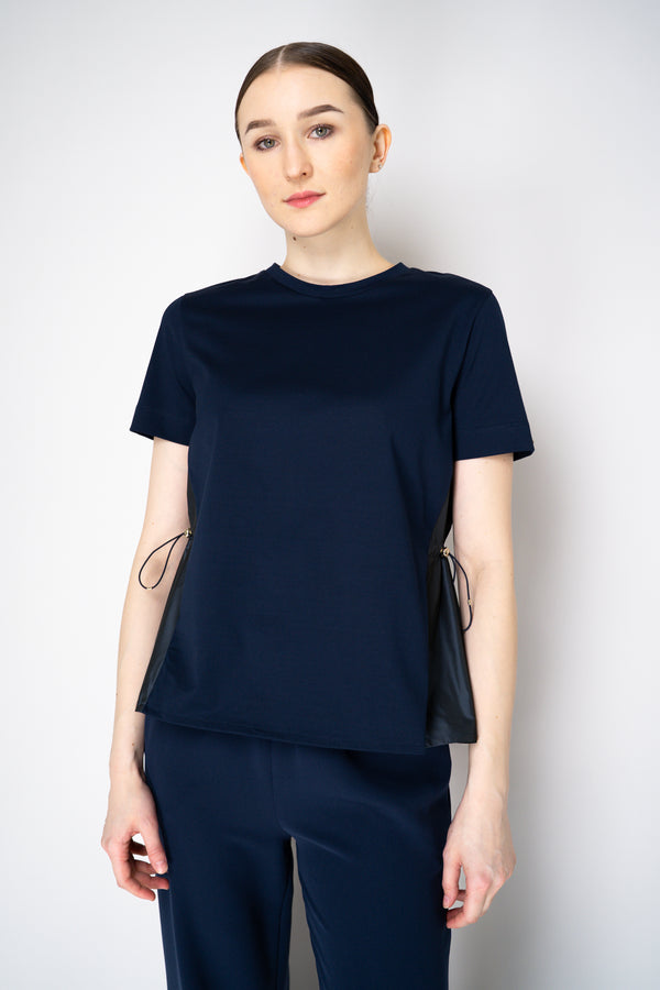 Herno T-Shirt with Cinched Taffeta Back in Navy Vancouver. Shop Online or in Store.