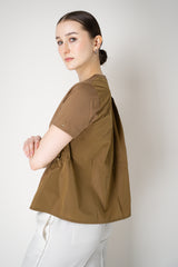 Herno T-Shirt with Cinched Taffeta Back in Rosewood Burnt Sienna Vancouver. Shop Online or in Store.