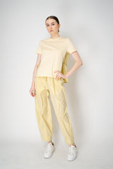 Herno T-Shirt with Cinched Taffeta Back in Yellow Vancouver. Shop Online or in Store.