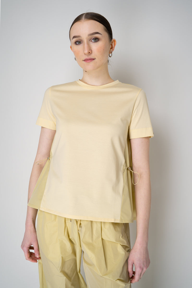 Herno T-Shirt with Cinched Taffeta Back in Yellow Vancouver. Shop Online or in Store.