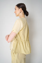 Herno T-Shirt with Cinched Taffeta Back in Yellow Vancouver. Shop Online or in Store.