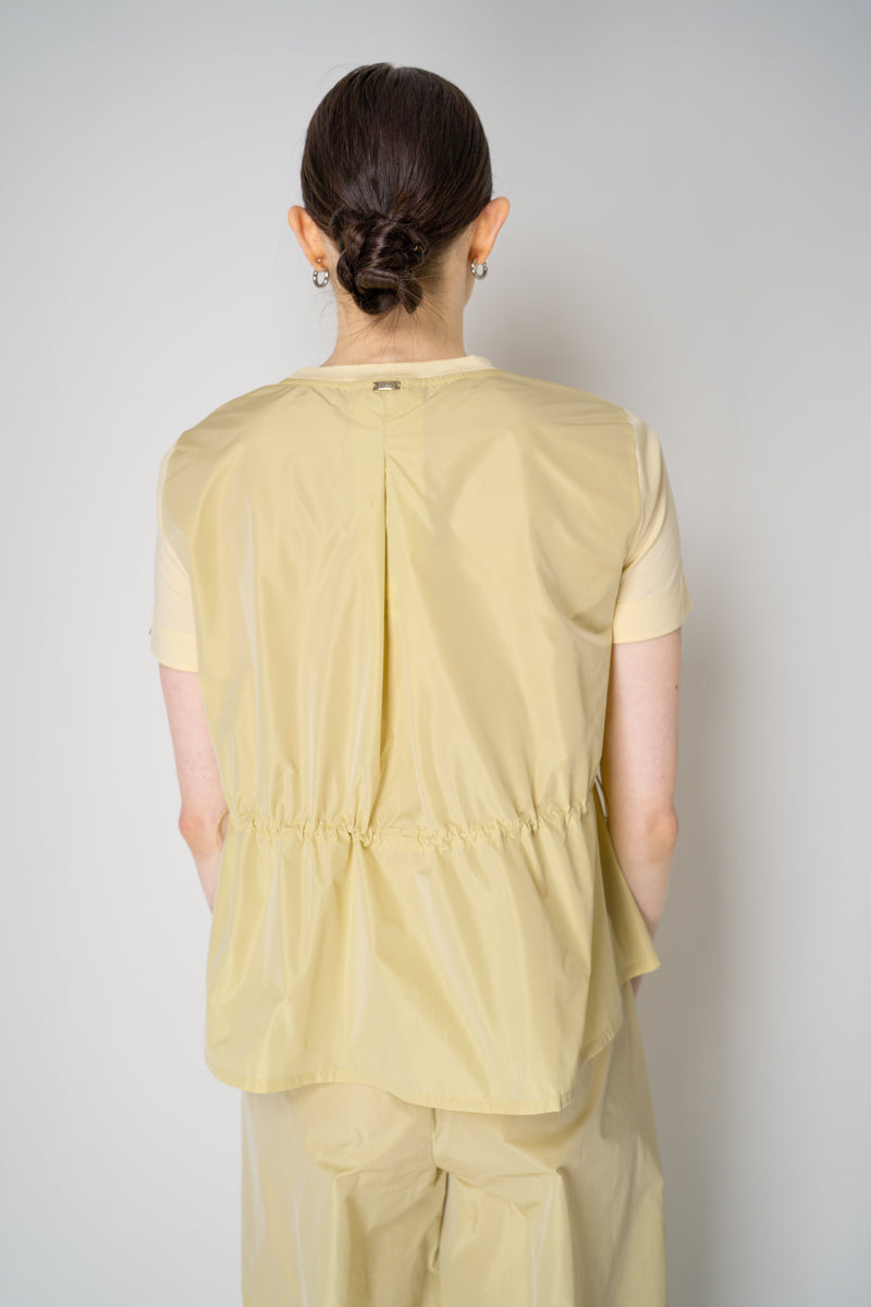 Herno T-Shirt with Cinched Taffeta Back in Yellow Vancouver. Shop Online or in Store.