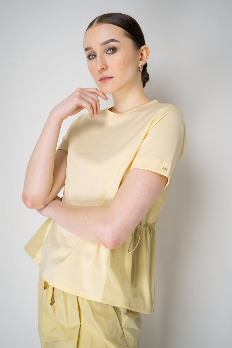 Herno T-Shirt with Cinched Taffeta Back in Yellow Vancouver. Shop Online or in Store.