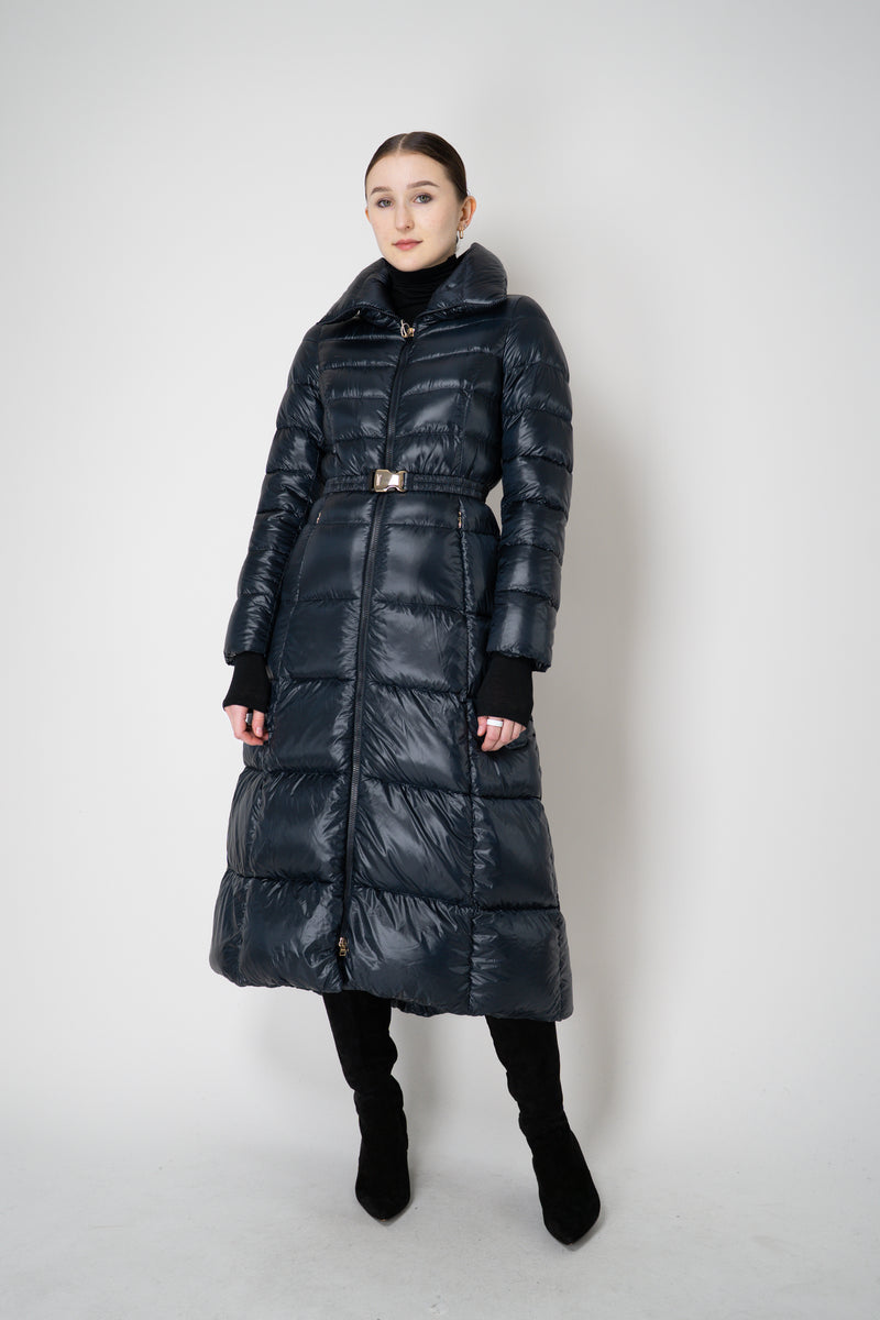 Herno Ultralight Technology Goose Down Padded Belted Coat in Navy Vancouver. Shop Online or in Store.