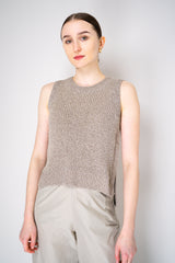 Herno Viscose Blend Knitted Round Neck Tank Blouse in Sand Vancouver. Shop Online or in Store