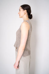Herno Viscose Blend Knitted Round Neck Tank Blouse in Sand Vancouver. Shop Online or in Store