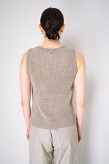Herno Viscose Blend Knitted Round Neck Tank Blouse in Sand Vancouver. Shop Online or in Store