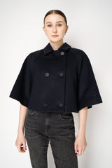 Fabiana Filippi Virgin Wool Cropped Bell Shaped Coat in Navy Vancouver. Shop Online or in Store.