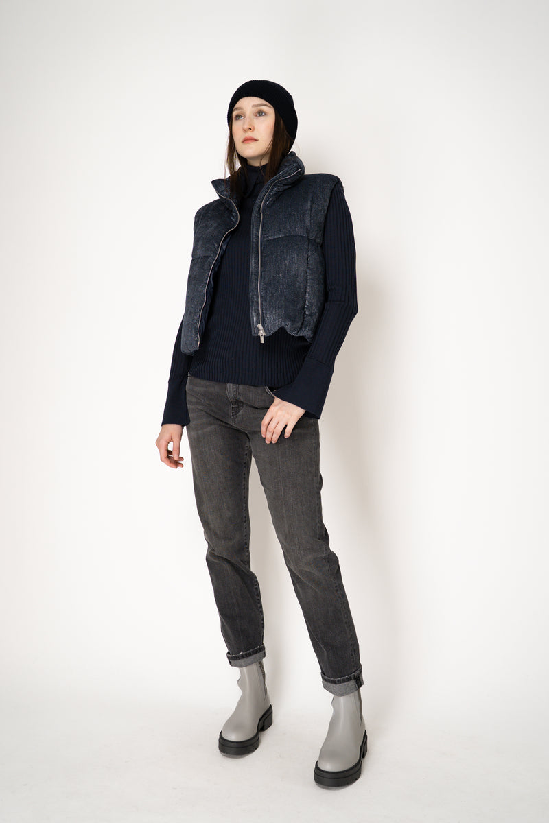 Peserico Metallic Corduroy Padded Vest in Navy