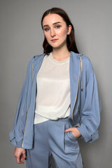 Lorena Antoniazzi Zip Jacket in Dusty Blue - Ashia Mode - Vancouver, BC