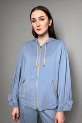 Lorena Antoniazzi Zip Jacket in Dusty Blue - Ashia Mode - Vancouver, BC