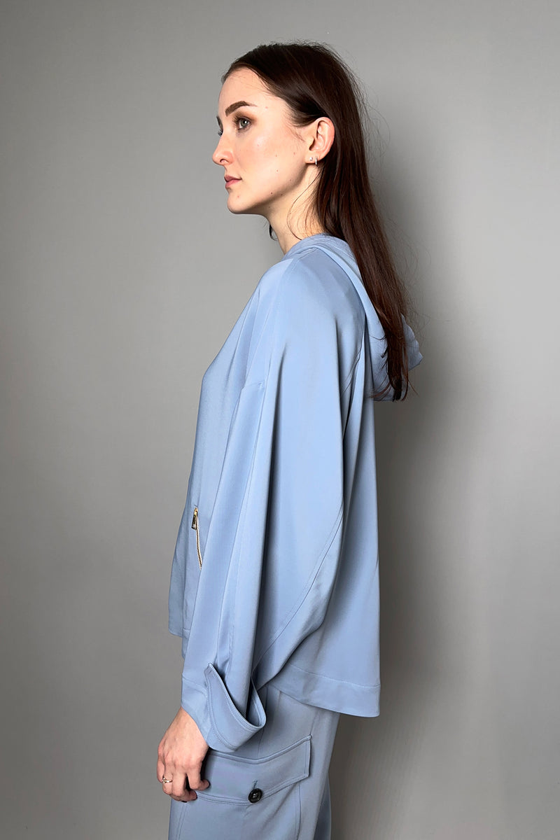 Lorena Antoniazzi Zip Jacket in Dusty Blue - Ashia Mode - Vancouver, BC