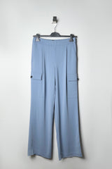 Lorena Antoniazzi Cargo Style Wide Pants in Dusty Blue - Ashia Mode - Vancouver