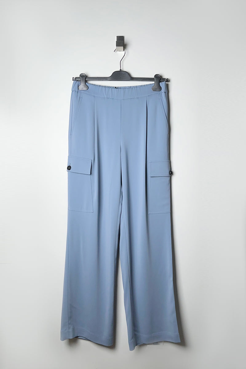 Lorena Antoniazzi Cargo Style Wide Pants in Dusty Blue - Ashia Mode - Vancouver