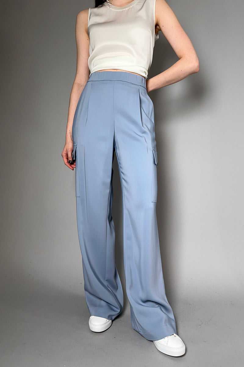Lorena Antoniazzi Cargo Style Wide Pants in Dusty Blue - Ashia Mode - Vancouver, BC
