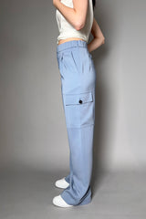 Lorena Antoniazzi Cargo Style Wide Pants in Dusty Blue - Ashia Mode - Vancouver, BC
