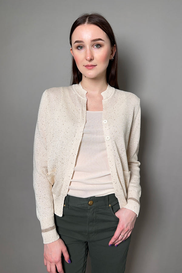 Lorena Antoniazzi Sequin Cardigan in Cream - Ashia Mode - Vancouver