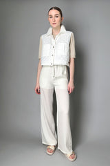 Lorena Antoniazzi Wide Leg Silk Drawstring Pants in Pearl White