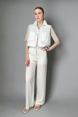 Lorena Antoniazzi Wide Leg Silk Drawstring Pants in Pearl White