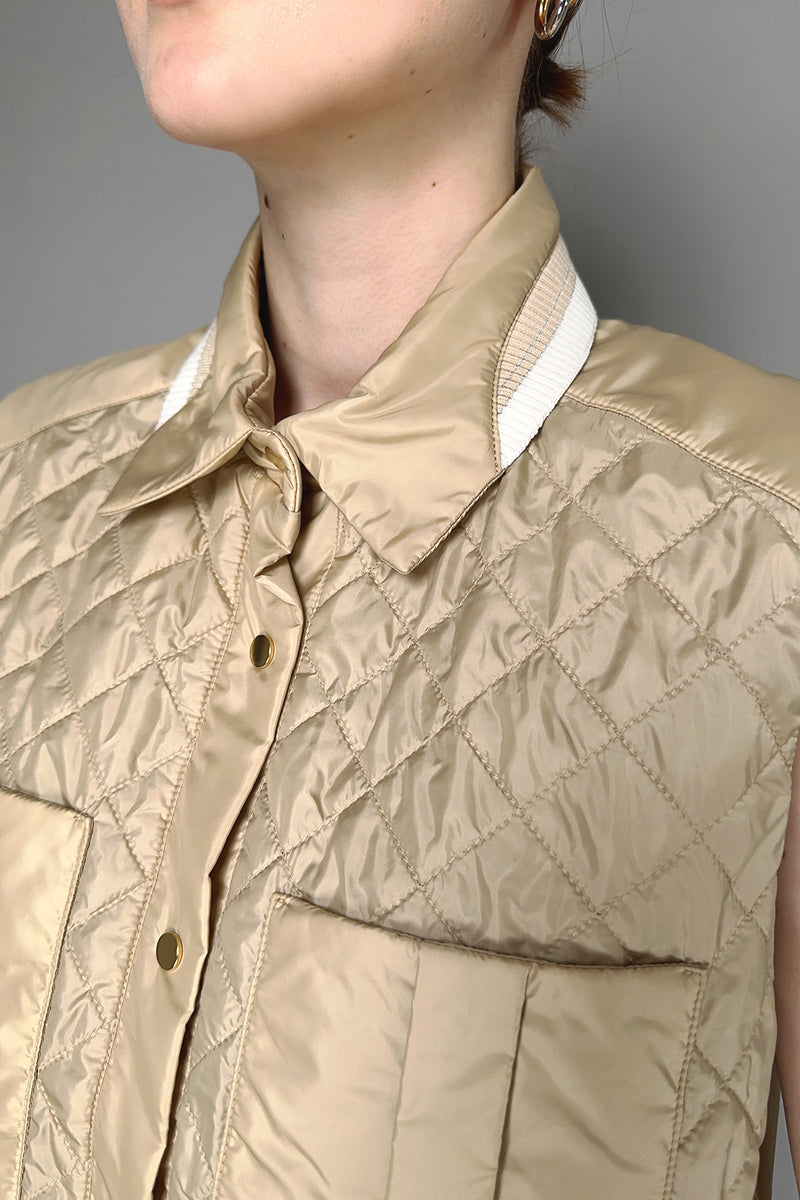 Lorena Antoniazzi Padded Vest With Diamond Stitching in Gold