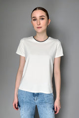 Lorena Antoniazzi Soft Cotton T-Shirt With Contrast Trim in White Vancouver. Shop Online or in Store. 