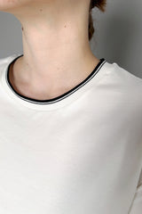 Lorena Antoniazzi Soft Cotton T-Shirt With Contrast Trim in White Vancouver. Shop Online or in Store. 