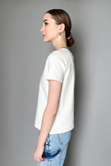 Lorena Antoniazzi Soft Cotton T-Shirt With Contrast Trim in White Vancouver. Shop Online or in Store. 
