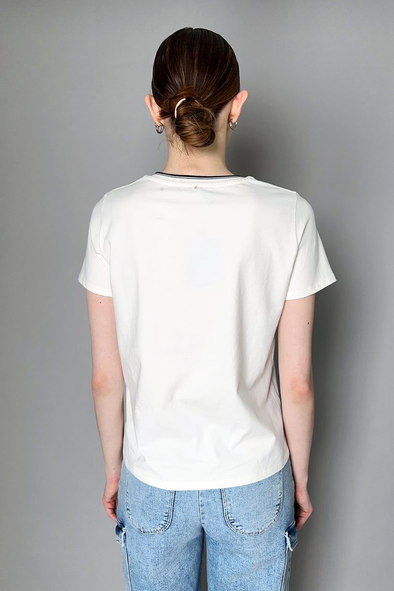 Lorena Antoniazzi Soft Cotton T-Shirt With Contrast Trim in White Vancouver. Shop Online or in Store. 