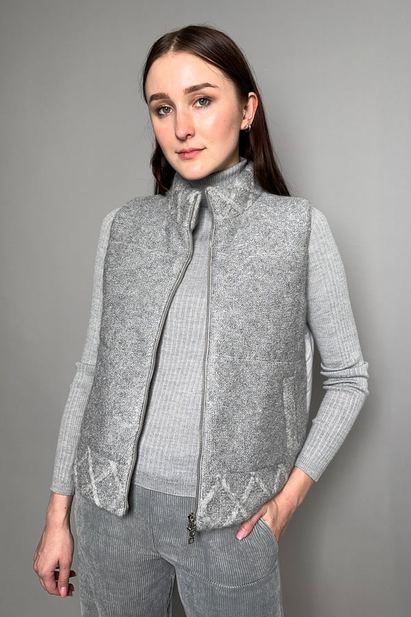 D. Exterior Padded Vest with Sparkly Knit Front in Granite - Ashia Mode - Vancouver