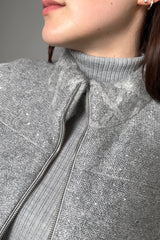 D. Exterior Padded Vest with Sparkly Knit Front in Granite - Ashia Mode - Vancouver