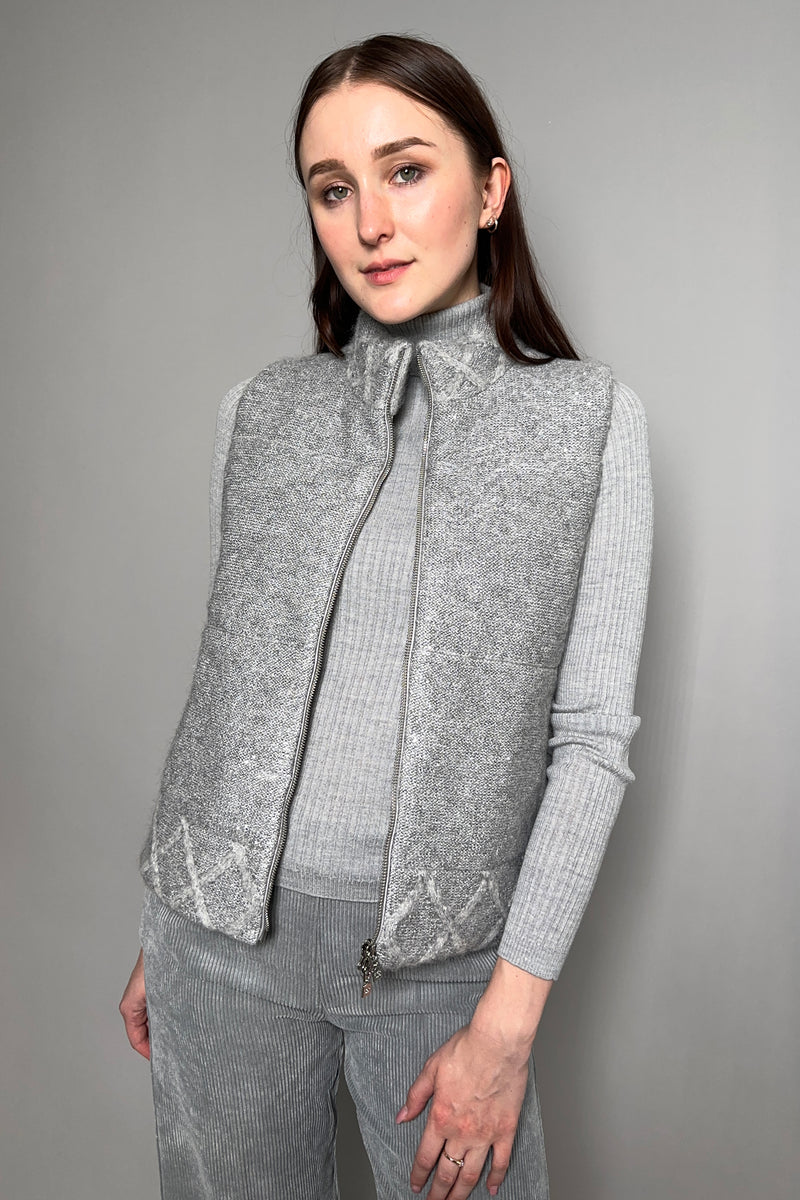 D. Exterior Padded Vest with Sparkly Knit Front in Granite - Ashia Mode - Vancouver