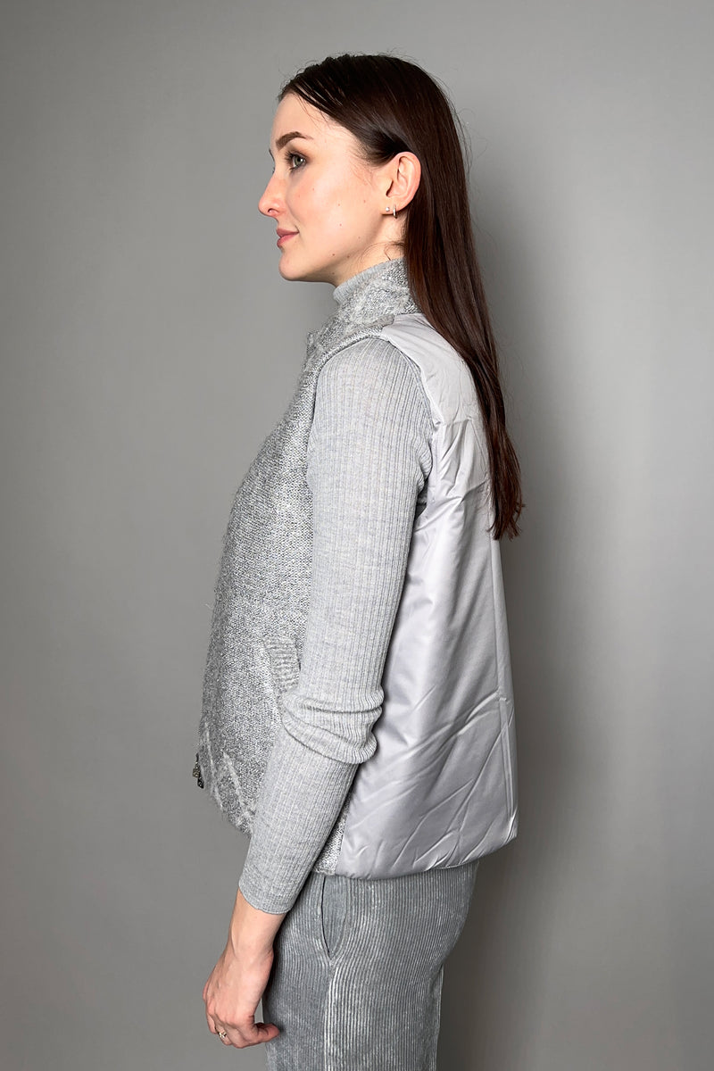 D. Exterior Padded Vest with Sparkly Knit Front in Granite - Ashia Mode - Vancouver