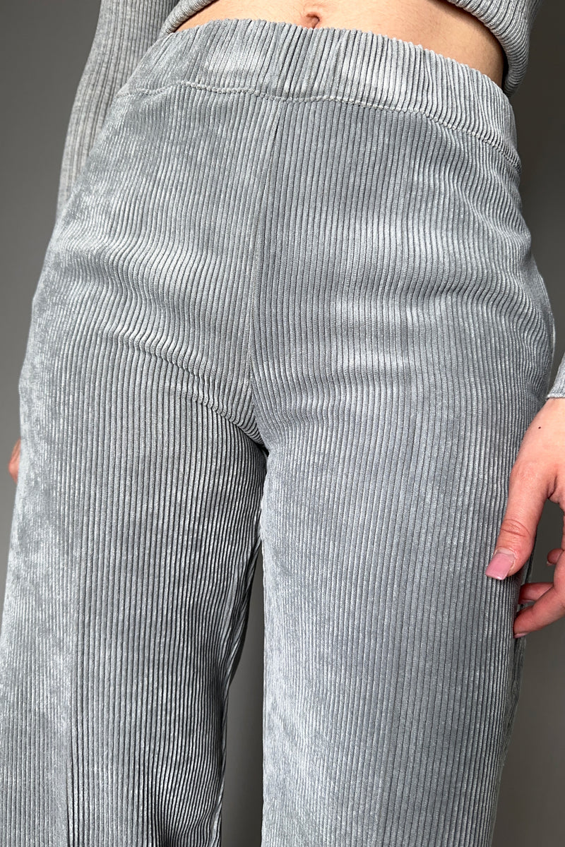 D. Exterior Cropped Wide Leg Velvet Corduroy Pants in Stone - Ashia Mode - Vancouver