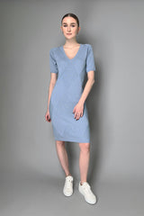 Lorena Antoniazzi Short Sleeve Knitted Dress with Sequins in Blue