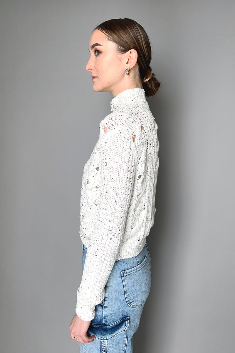Lorena Antoniazzi Cable Knit Sequin Cardigan in White