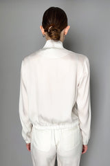 Lorena Antoniazzi Silk Bomber Jacket in Off-White
