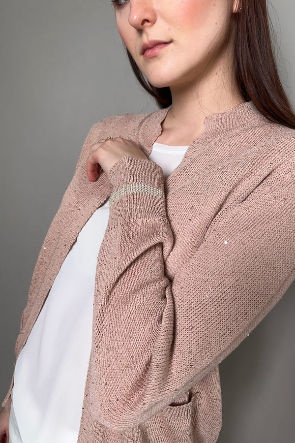 Lorena Antoniazzi Sequin Cardigan in Dusty Rose - Ashia Mode - Vancouver