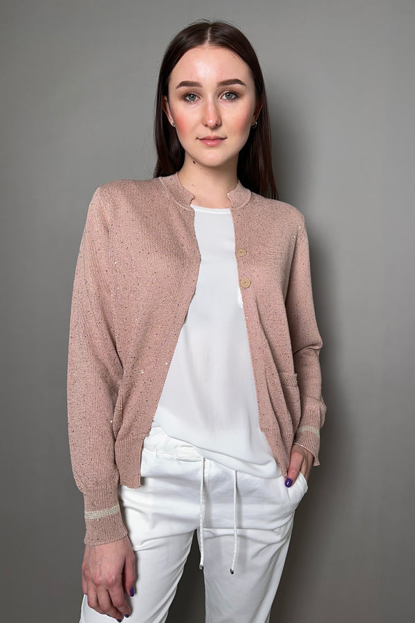 Lorena Antoniazzi Sequin Cardigan in Dusty Rose - Ashia Mode - Vancouver