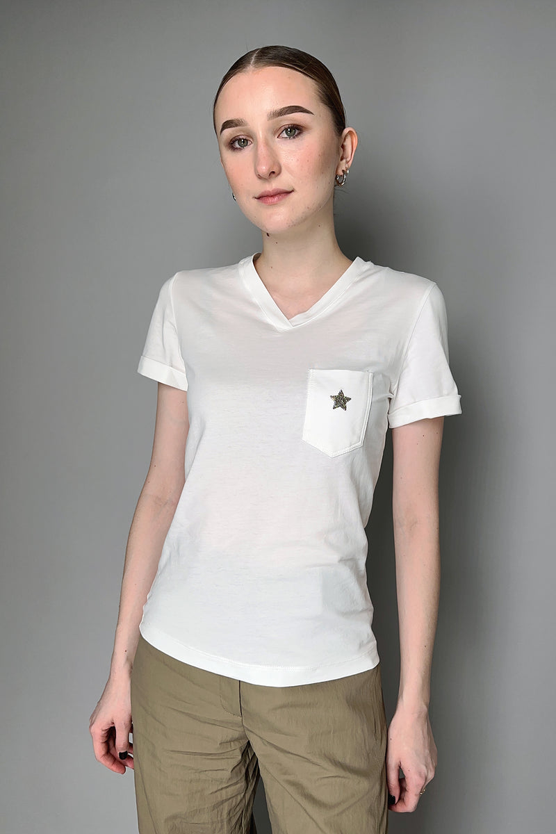 Lorena Antoniazzi V-Neck Cotton T-Shirt in White
