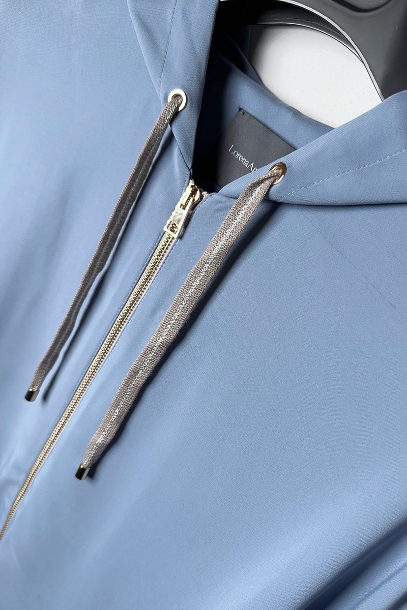 Lorena Antoniazzi Zip Jacket in Dusty Blue - Ashia Mode - Vancouver