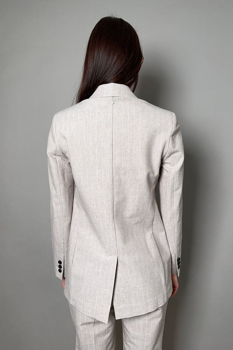 Lorena Antoniazzi Stretch Linen-Cotton Blazer in Flax - Ashia Mode - Vancouver