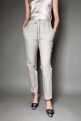 Lorena Antoniazzi Stretch Linen-Cotton Jogger Pant in Flax - Ashia Mode - Vancouver