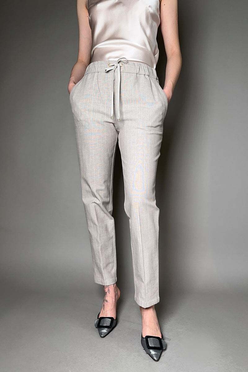 Lorena Antoniazzi Stretch Linen-Cotton Jogger Pant in Flax - Ashia Mode - Vancouver
