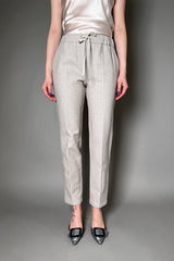 Lorena Antoniazzi Stretch Linen-Cotton Jogger Pant in Flax - Ashia Mode - Vancouver