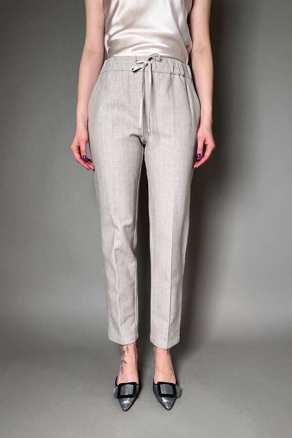 Lorena Antoniazzi Stretch Linen-Cotton Jogger Pant in Flax - Ashia Mode - Vancouver