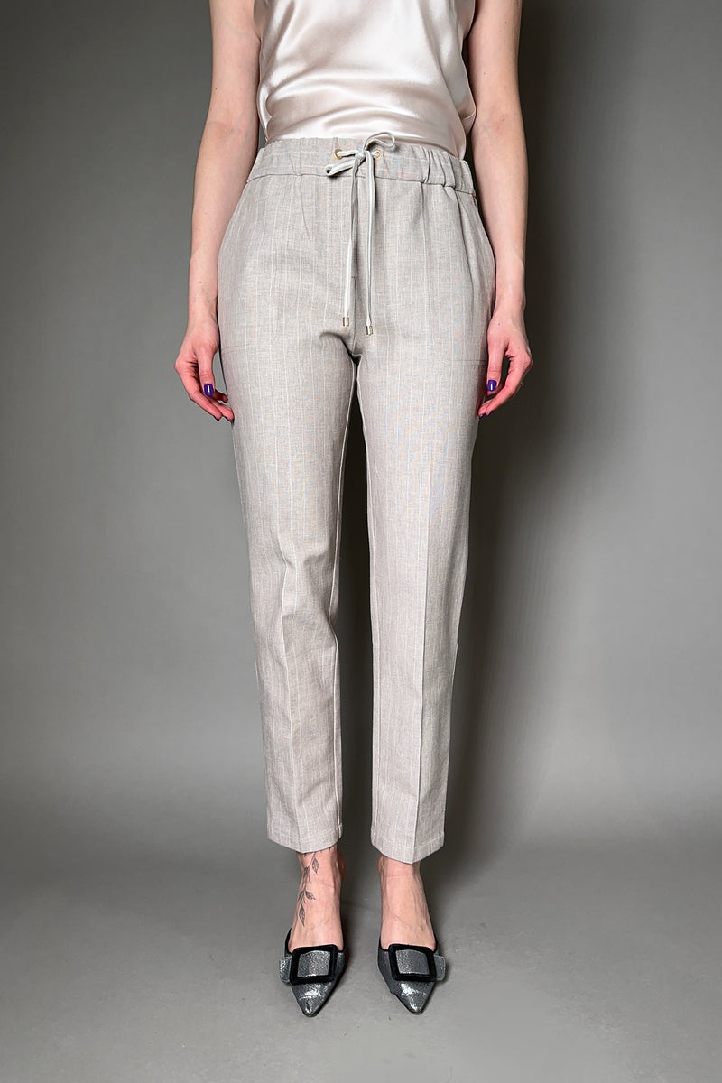 Lorena Antoniazzi Stretch Linen-Cotton Jogger Pant in Flax - Ashia Mode - Vancouver